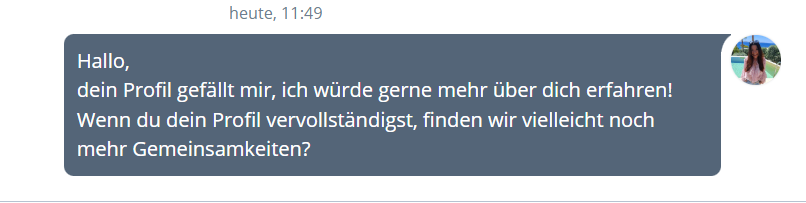 eDarling Profil vervollständigen